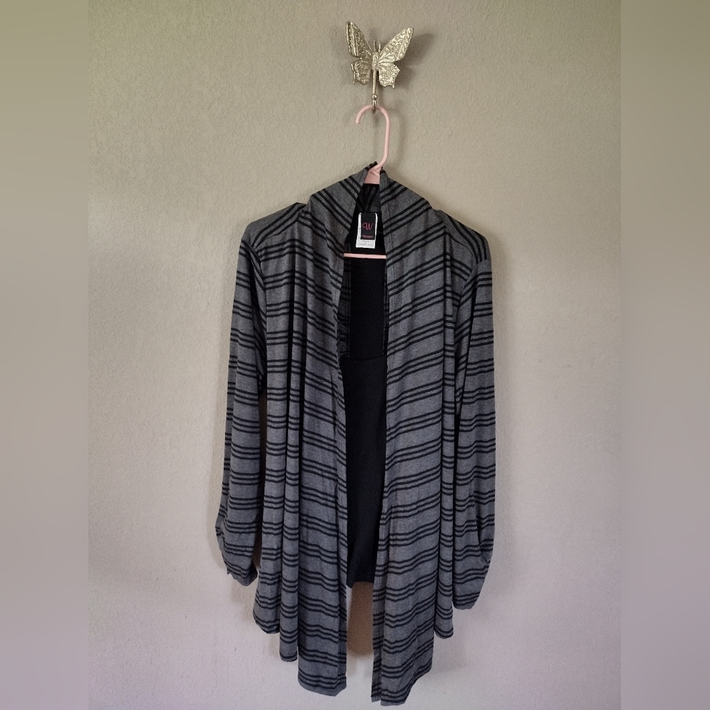 Wrapper Stripped Crochet Back Detail Cardigan